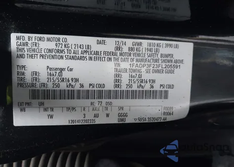 2015 Ford Focus Se z USA, uszkodzony, nr VIN 1FADP3F23FL205591